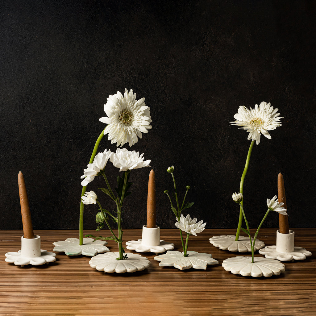 Candle and Twig Holder Set with Incense Sticks