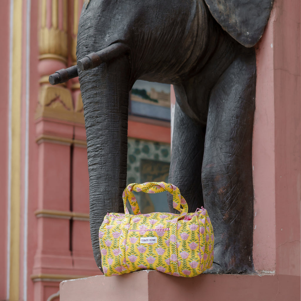 Block Printed Duffle Bag