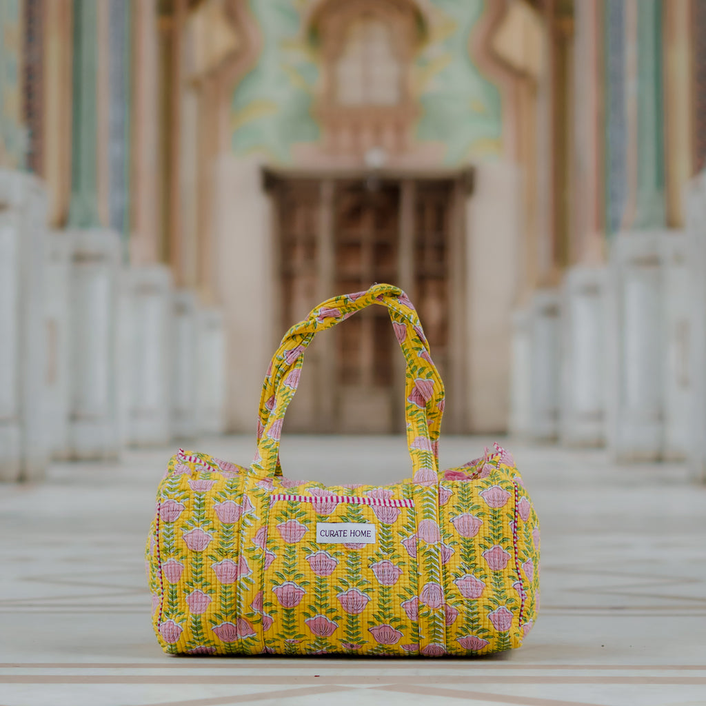 Block Printed Duffle Bag