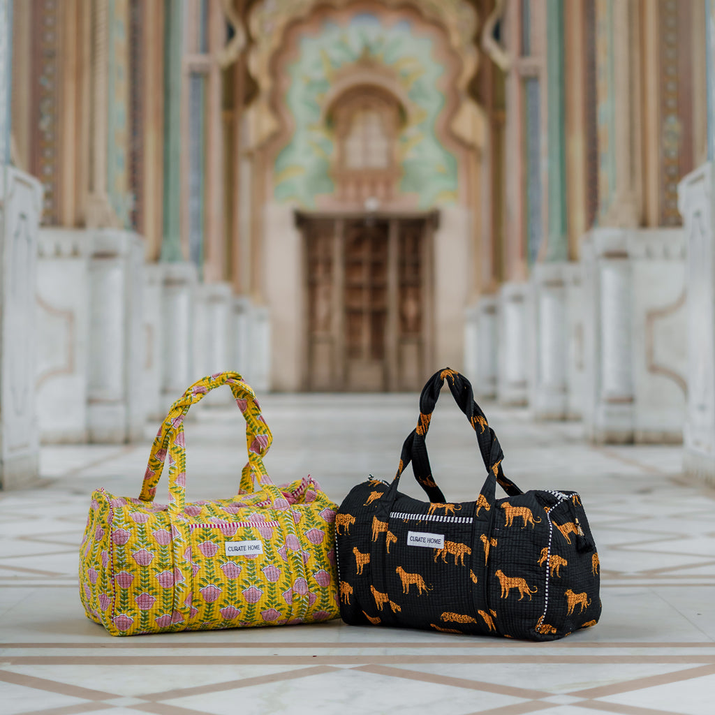 Block Printed Travel Set – Duffle Bag & Pouch