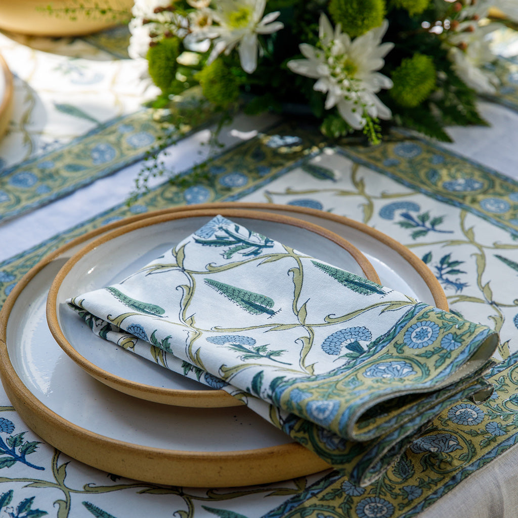 Kamla Block Printed Placemat & Napkins (Set of 4)