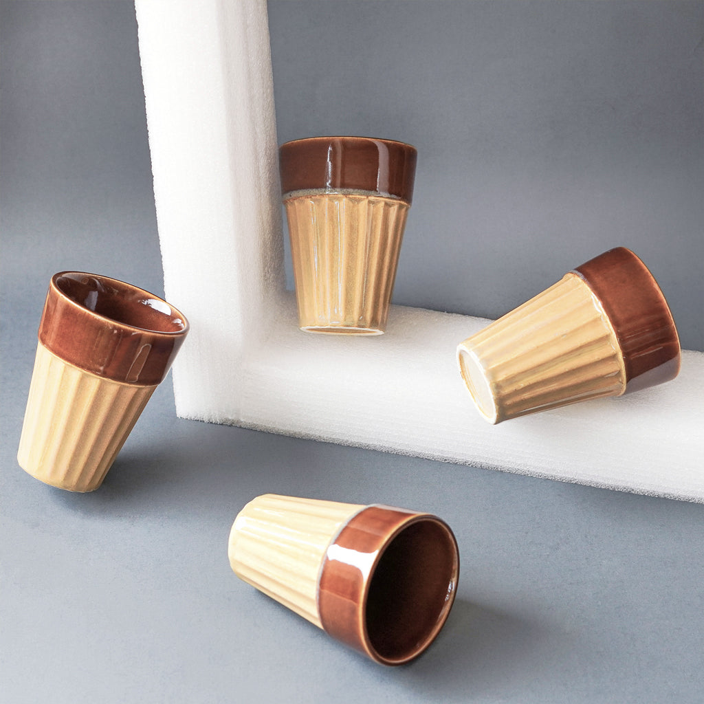 Thar Chai Glasses (set of 2)- Sand & Brown