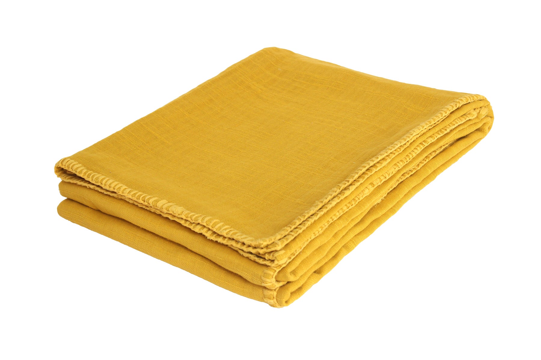 Distressed Cotton Blanket- Mustard