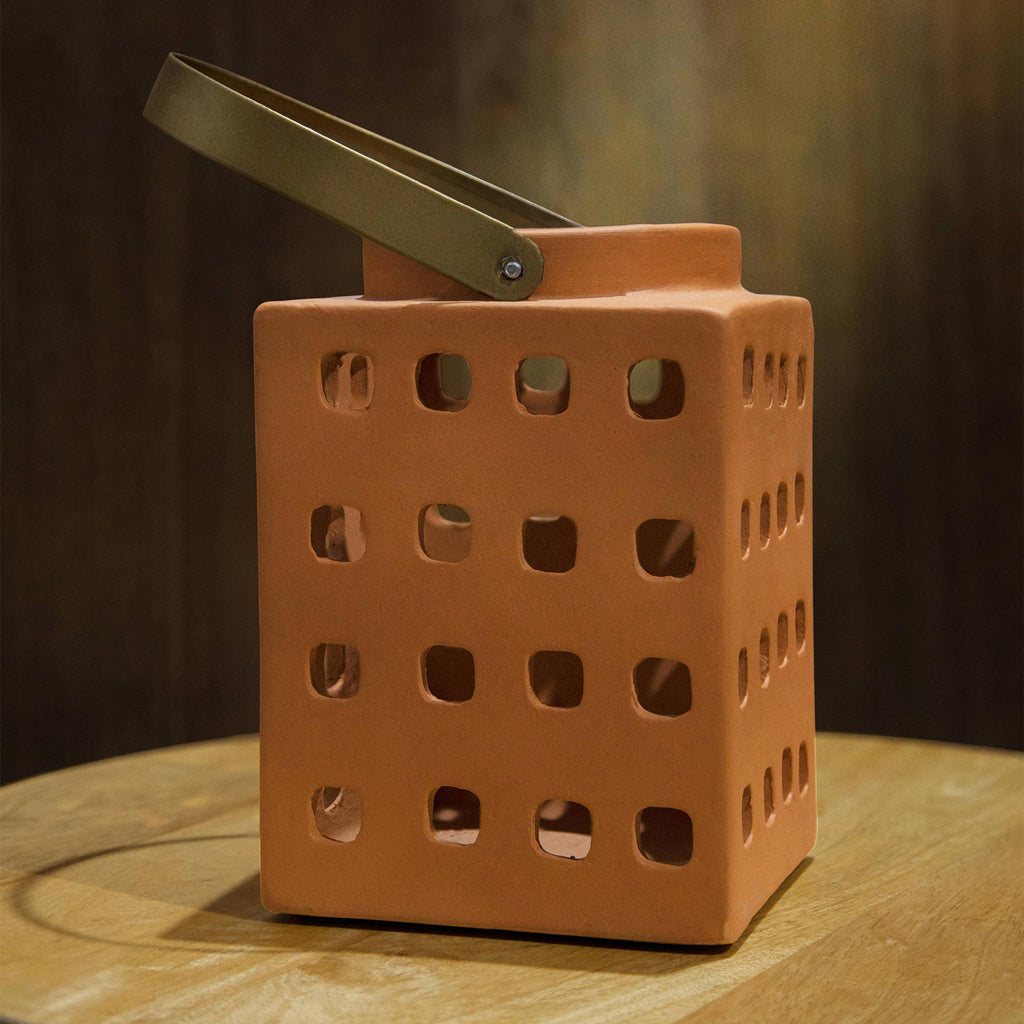 Lupa Terracotta Square Lantern - Large
