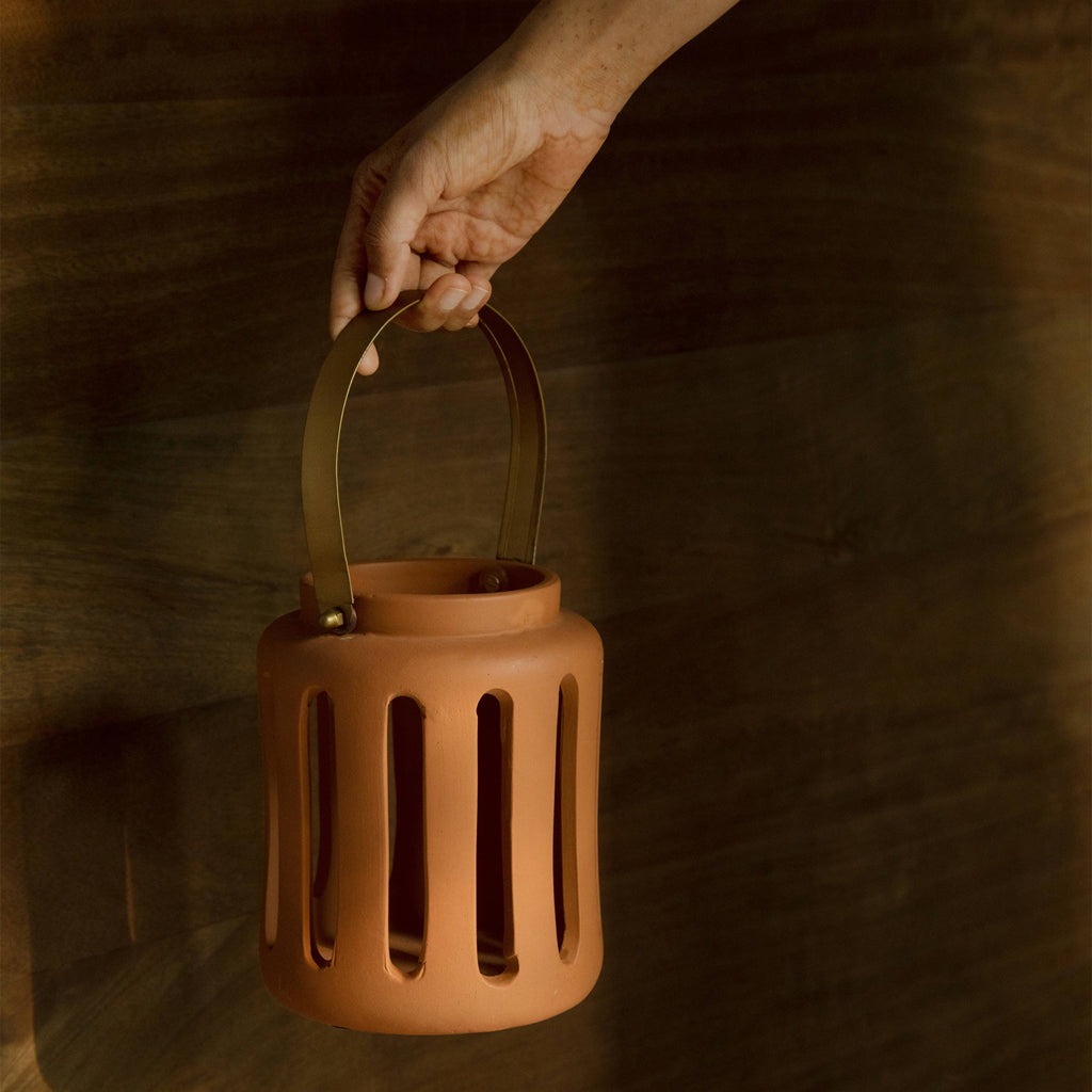 Lupa Terracotta Round Lantern - Large