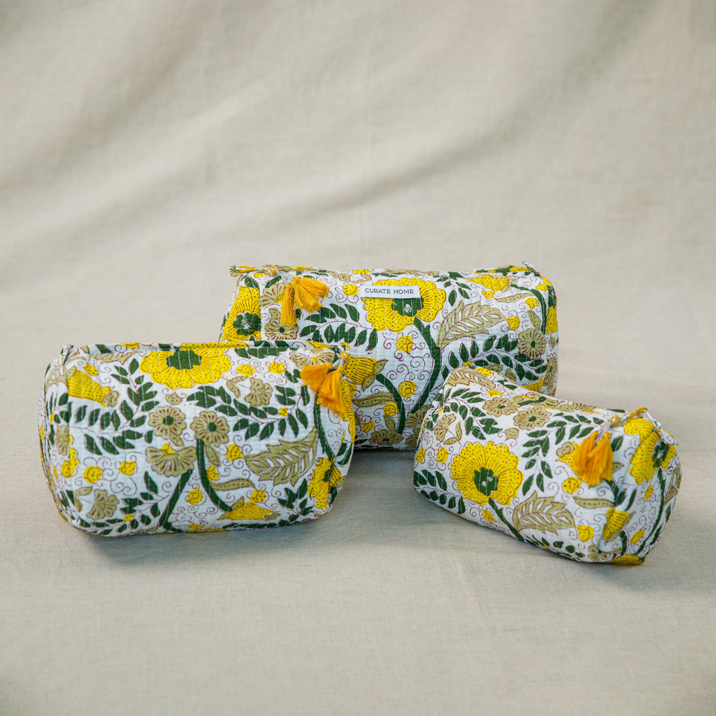 Block Printed Pouches Set of 3