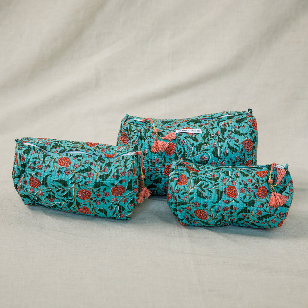 Block Printed Pouches Set of 3