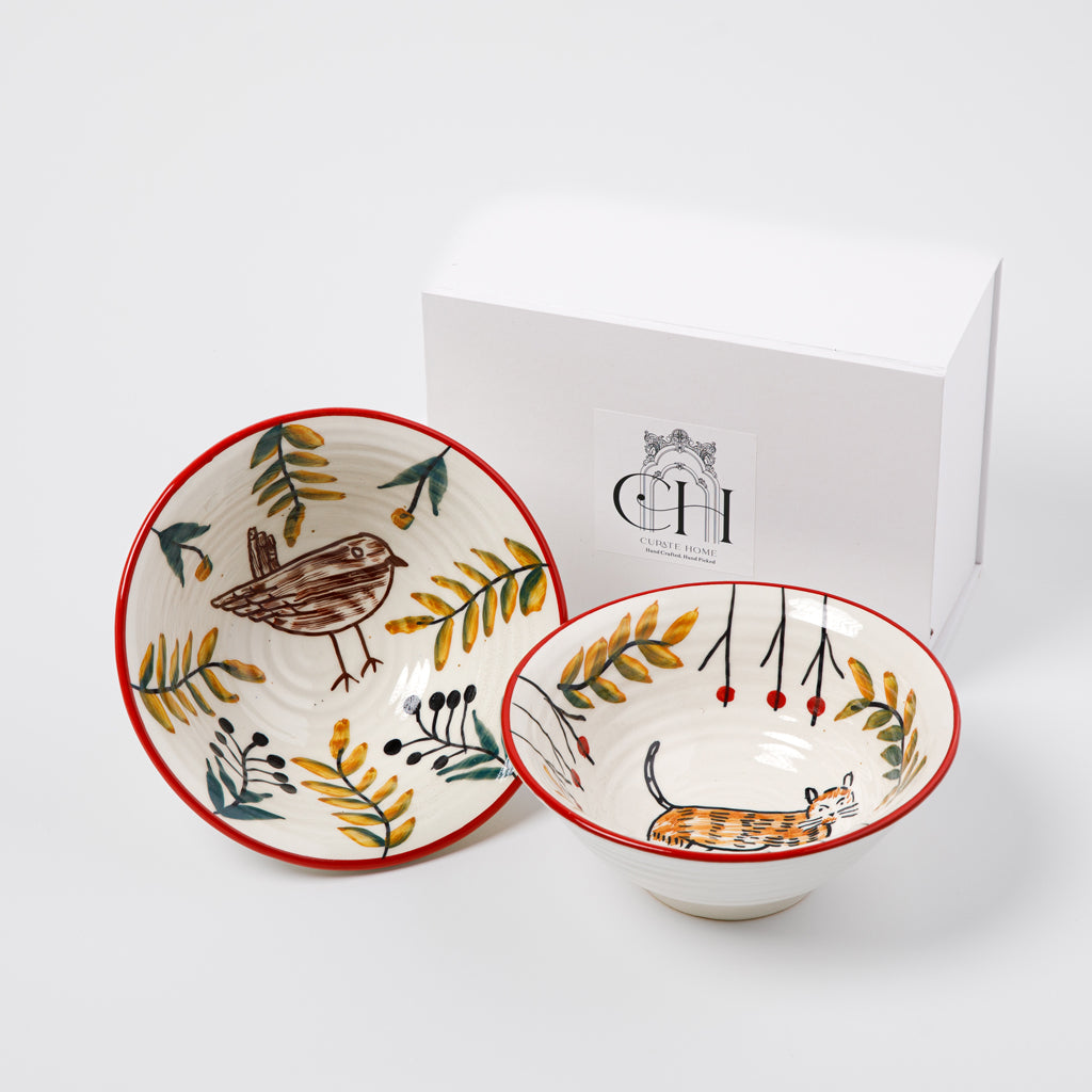 وعاء تقديم بطبعة طائر 