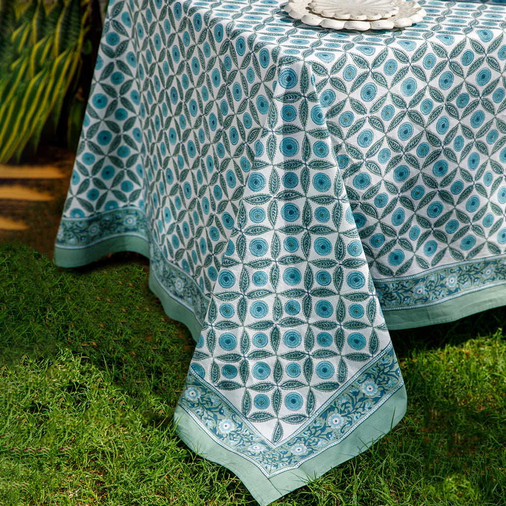 Lila Block Printed Tablecloth
