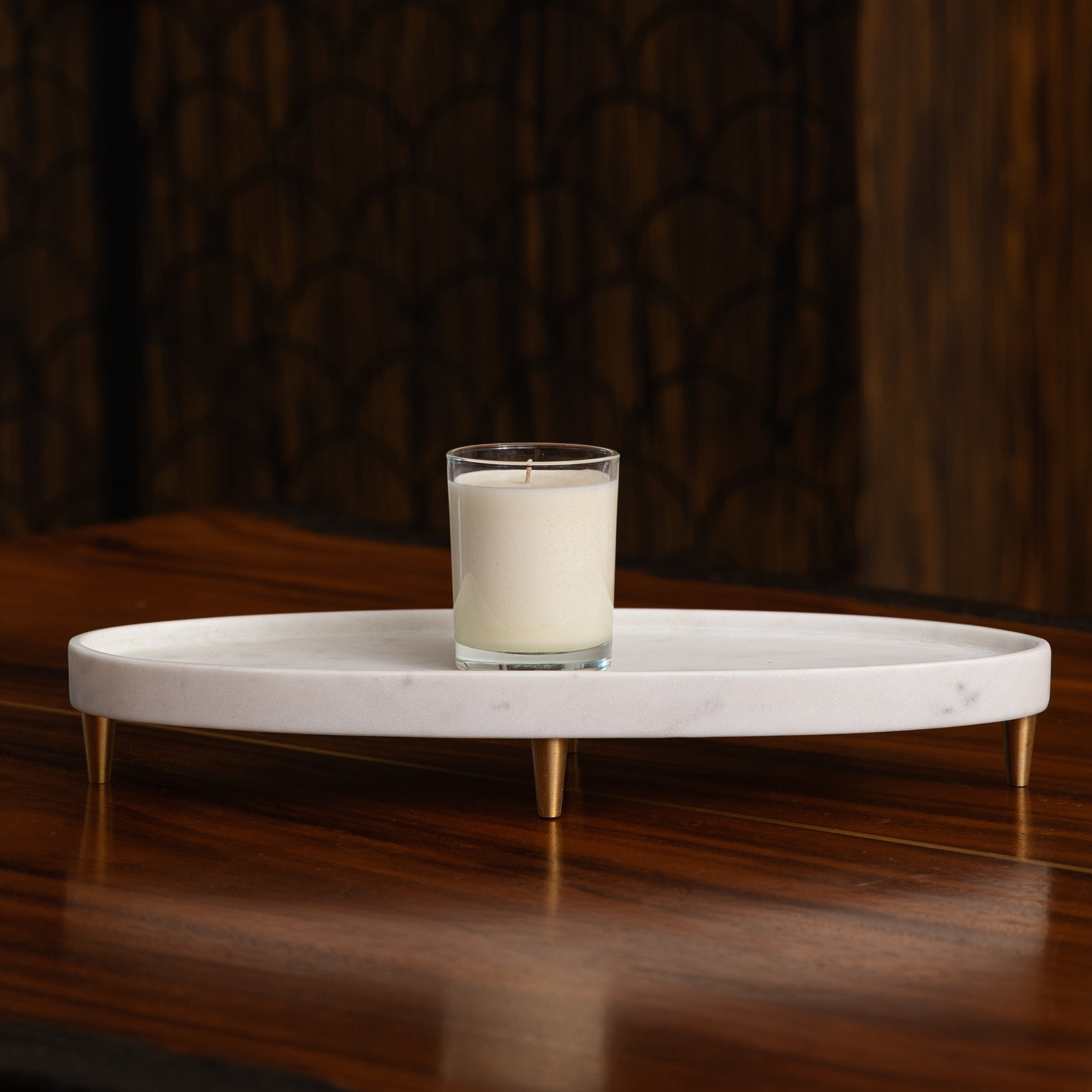 Luxe Harmony Set - Marble Gondola with Brass legs & Scented Candle
