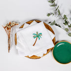 Palm Linen Napkin - Set of 4 - Coloured Embroidery