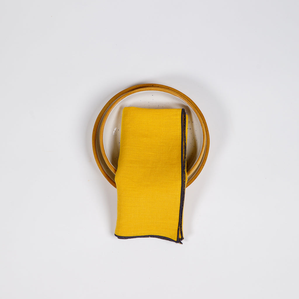 Linen Napkin - Top Stitch - Set of 4 - Mustard