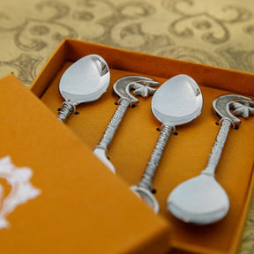 Star and Moon Dessert Spoons Silver Colour- Set of 4