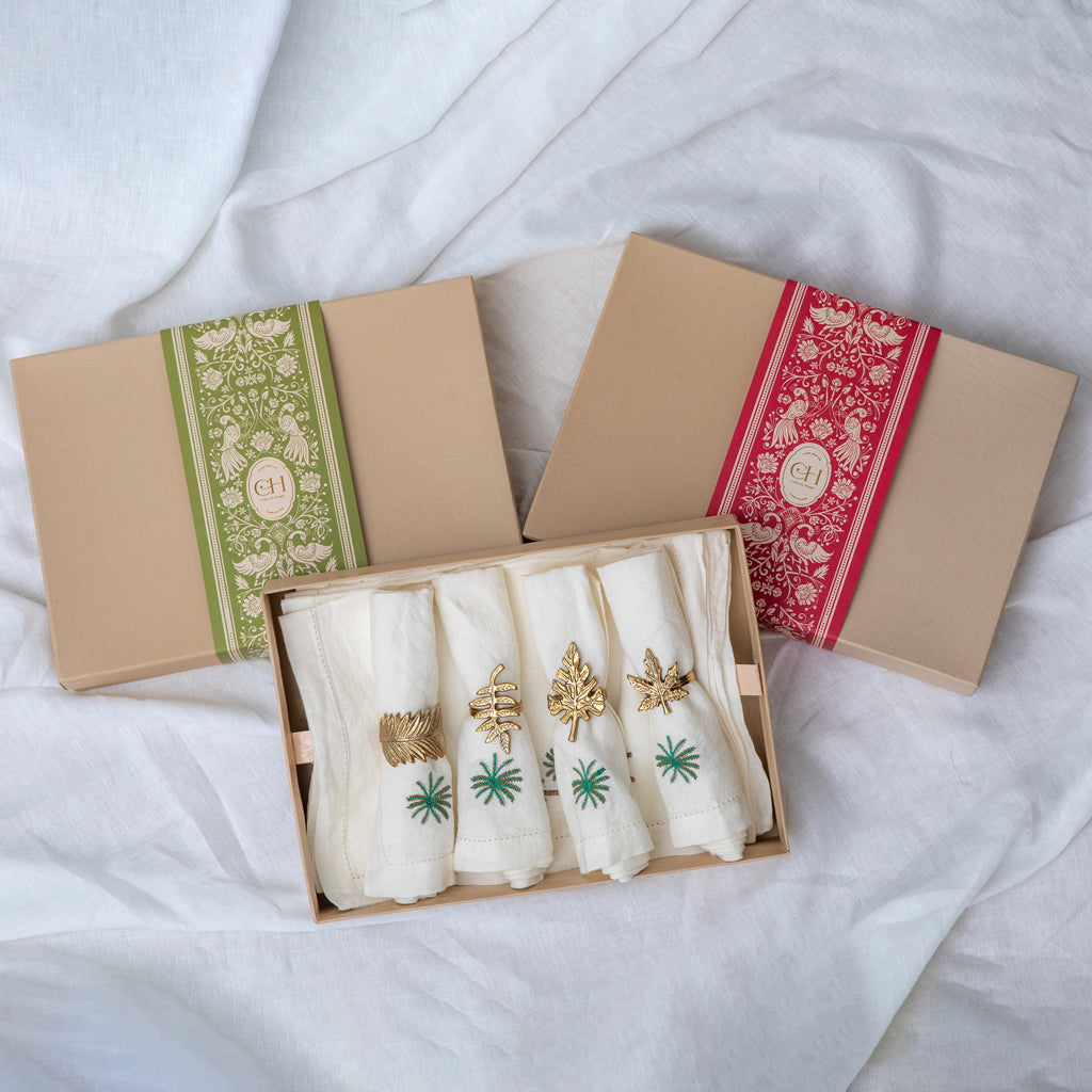 Firoze Linen Table Mats and Dinner Napkins Gift Set