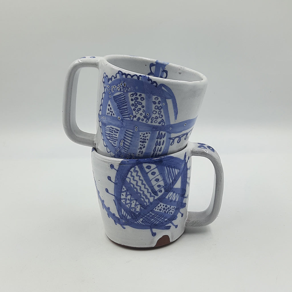 Blue And White Coffee Mugs- Assorted Motifs