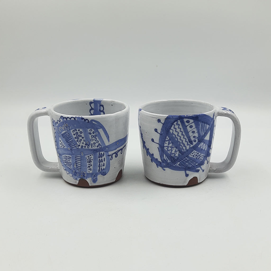 Blue And White Coffee Mugs- Assorted Motifs