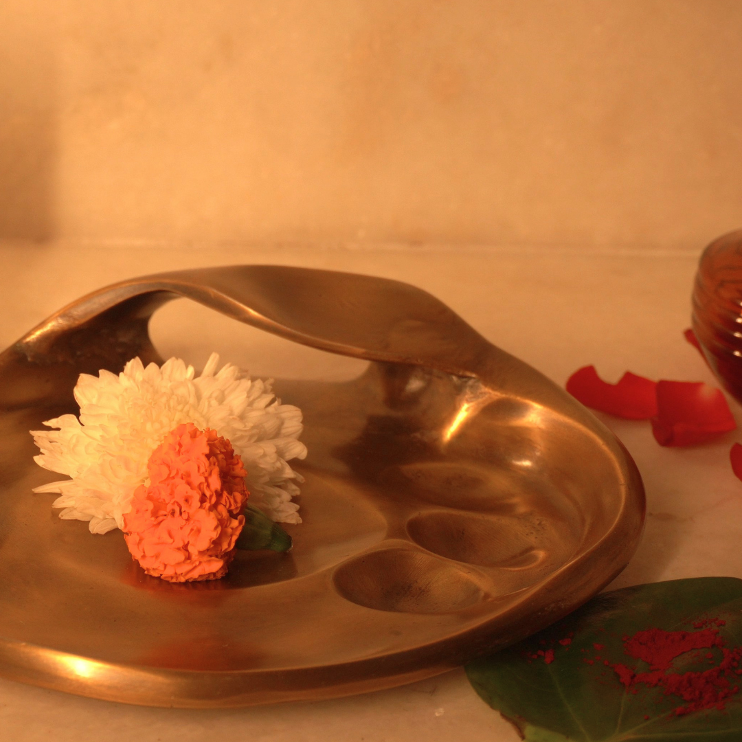 Pooja Thali with Brass Diya Set - Pre Order Only