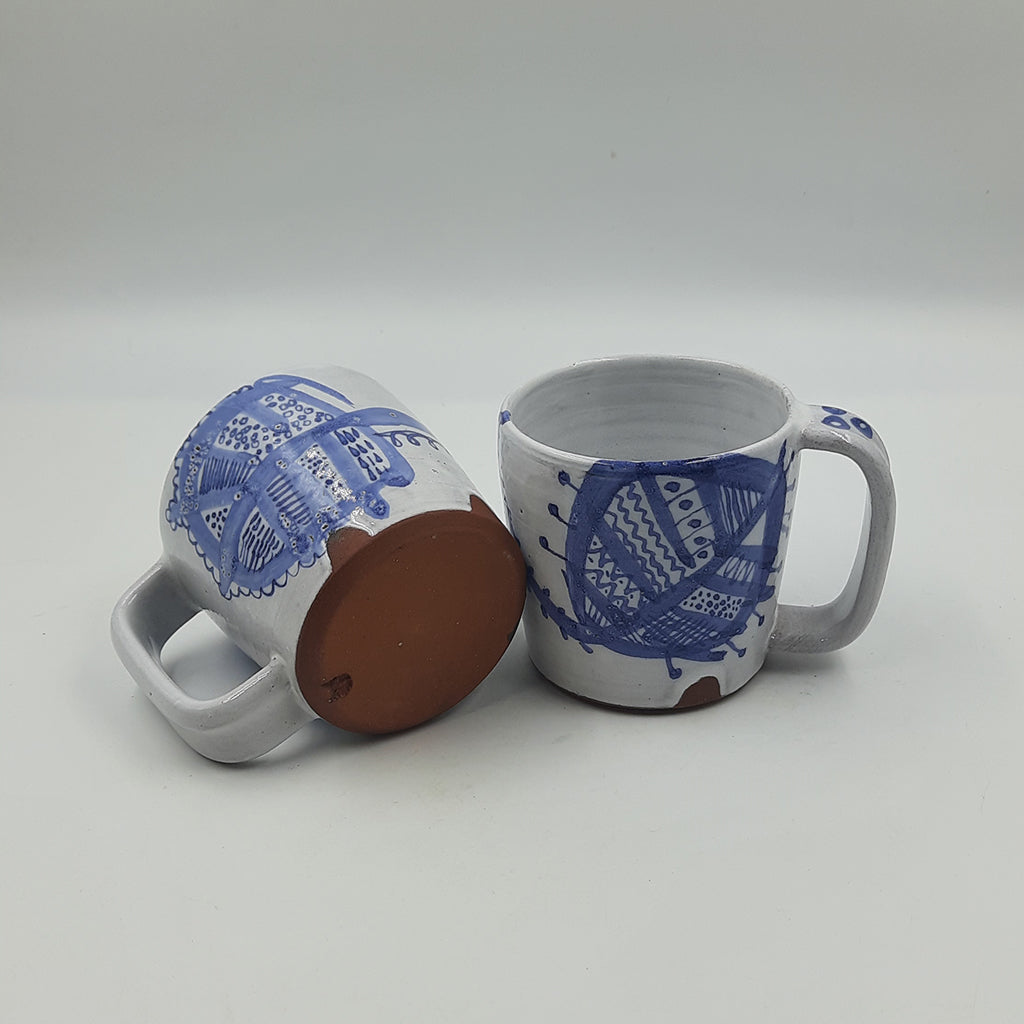 Blue And White Coffee Mugs- Assorted Motifs