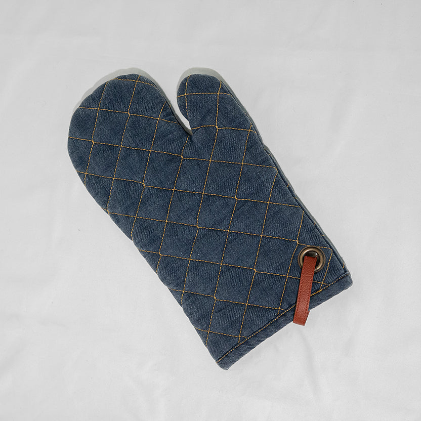 مريلة رجالية من قماش الدنيم وقفازات الفرن 