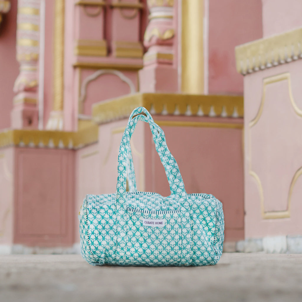 Block Printed Duffle Bag