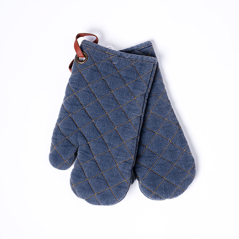 Denim Men's Apron and Oven Mitts