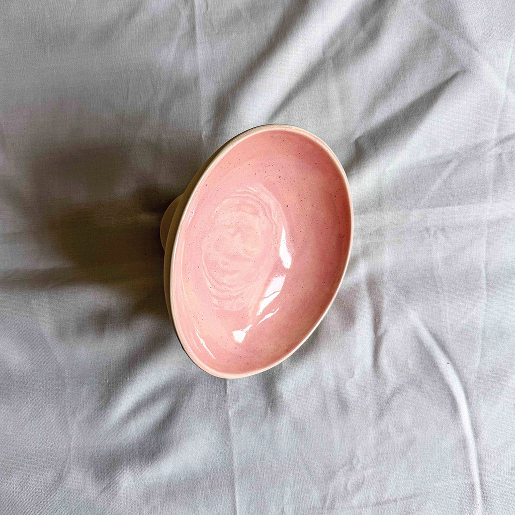 Pink and Beige Handcrafted Pedestal Bowls