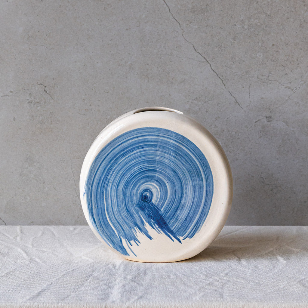 Handcrafted Blue Reverie Vase - Round