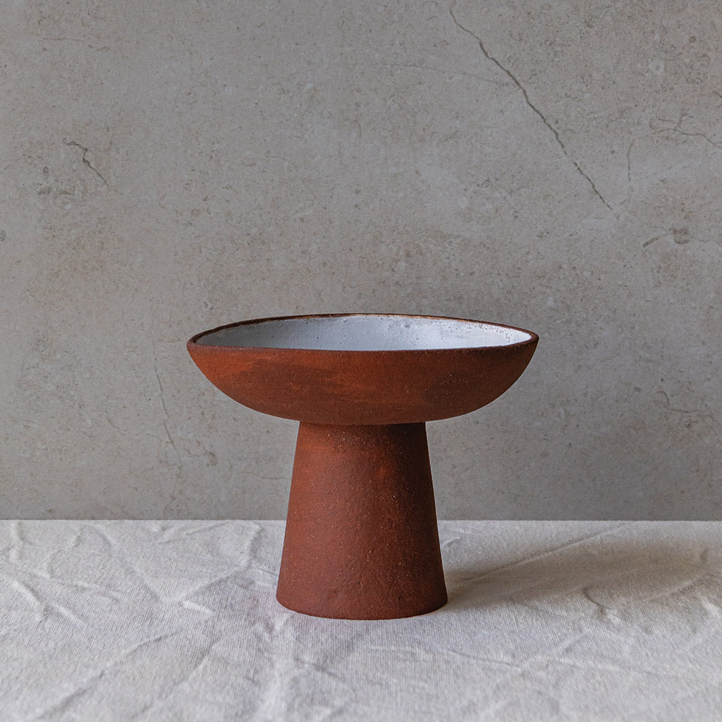 Embers brown pedestal bowls, small and large
