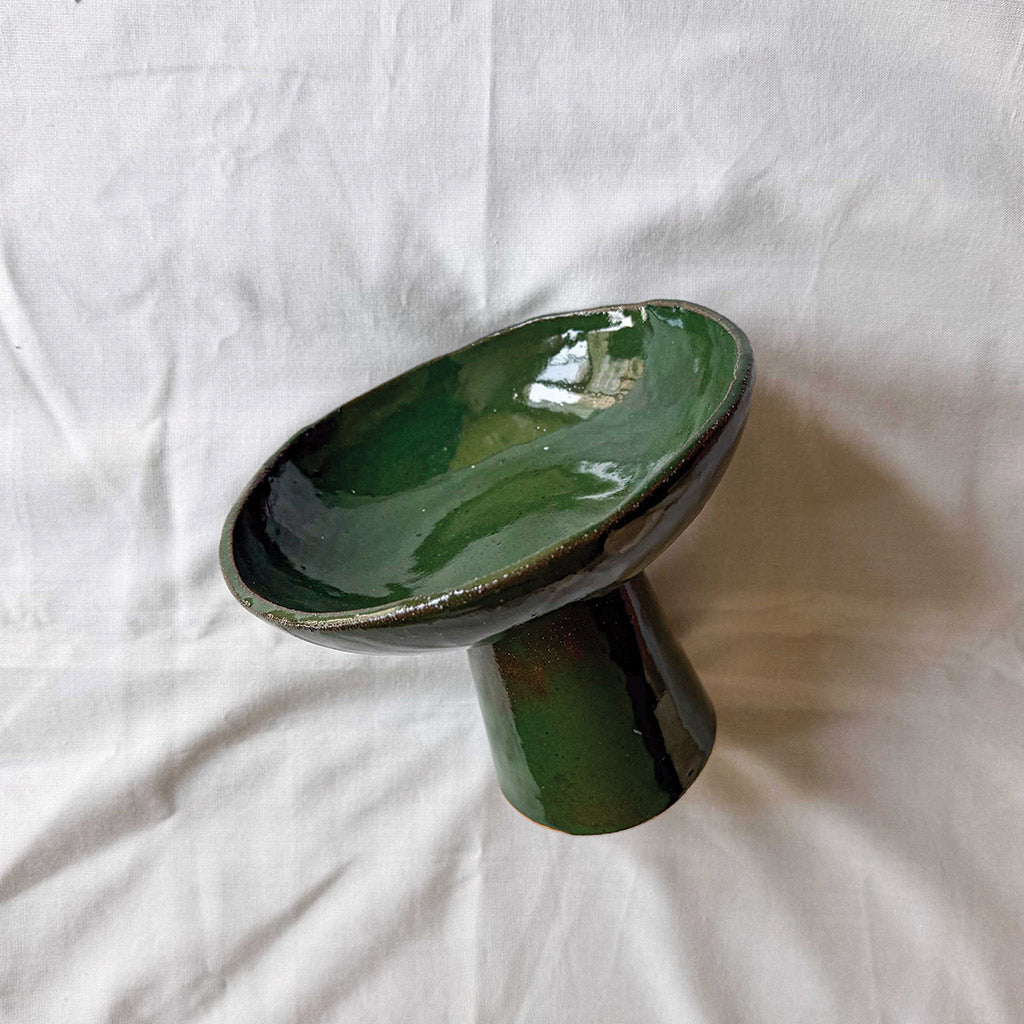 Forest Green Pedestal Bowl