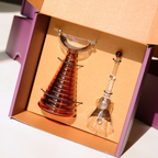 Amber Glass Oil Lamp & Bell Gift Box - Set of 2