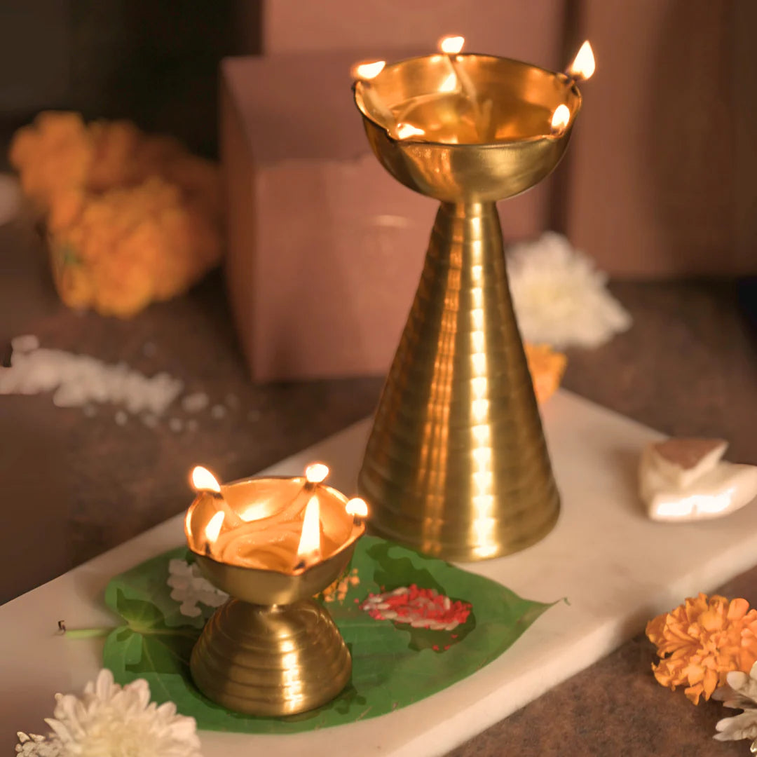 Brass and copper diya gift set of 2