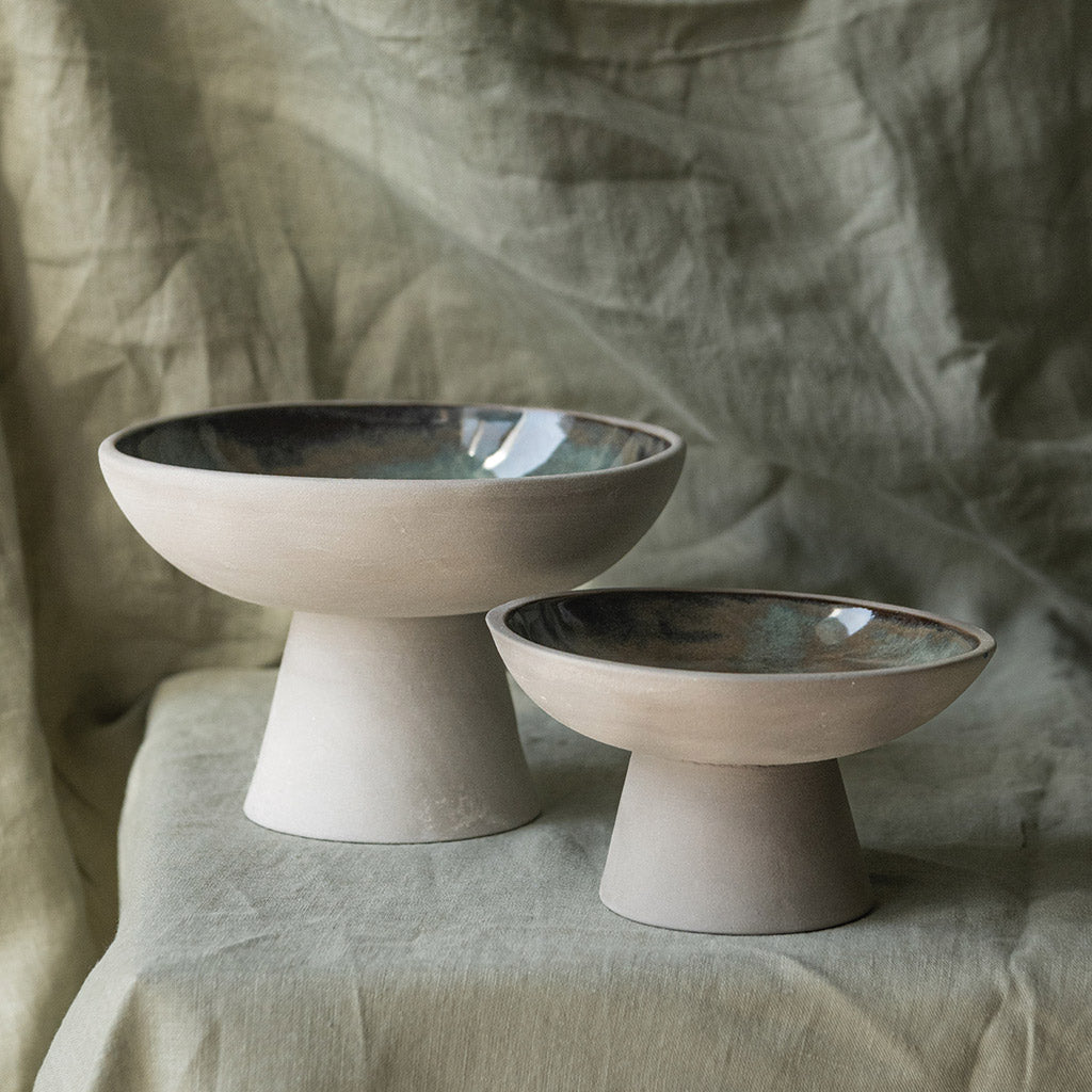 Olive Mist Pedestal Bowl