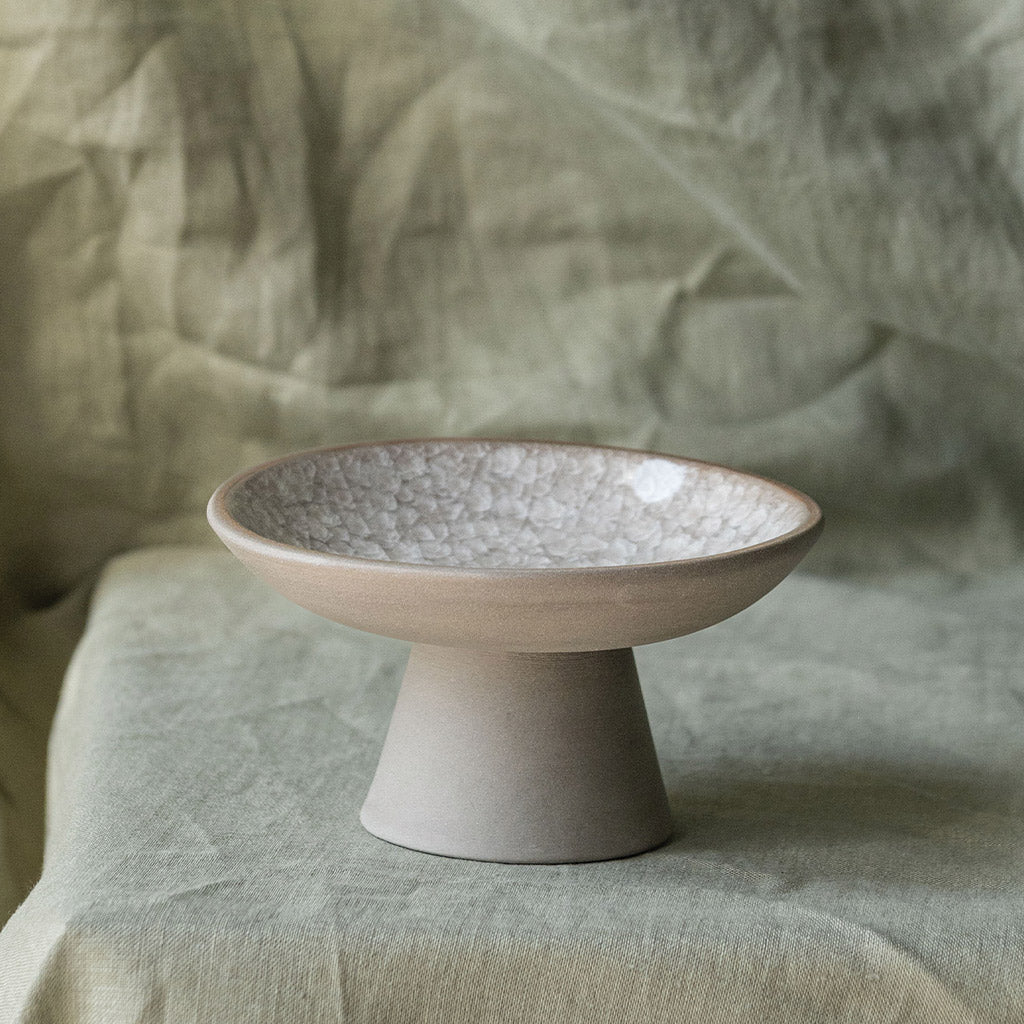 Snowflake Gray Pedestal Bowl