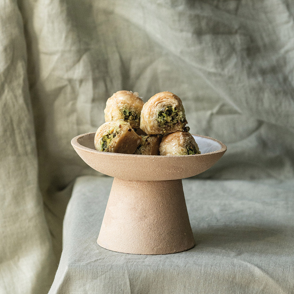 Light Sand Handcrafted Pedestal Bowl