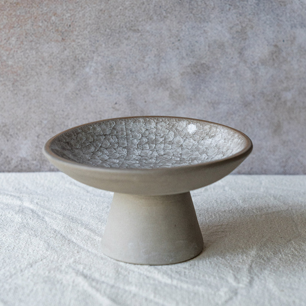 Snowflake Gray Pedestal Bowl