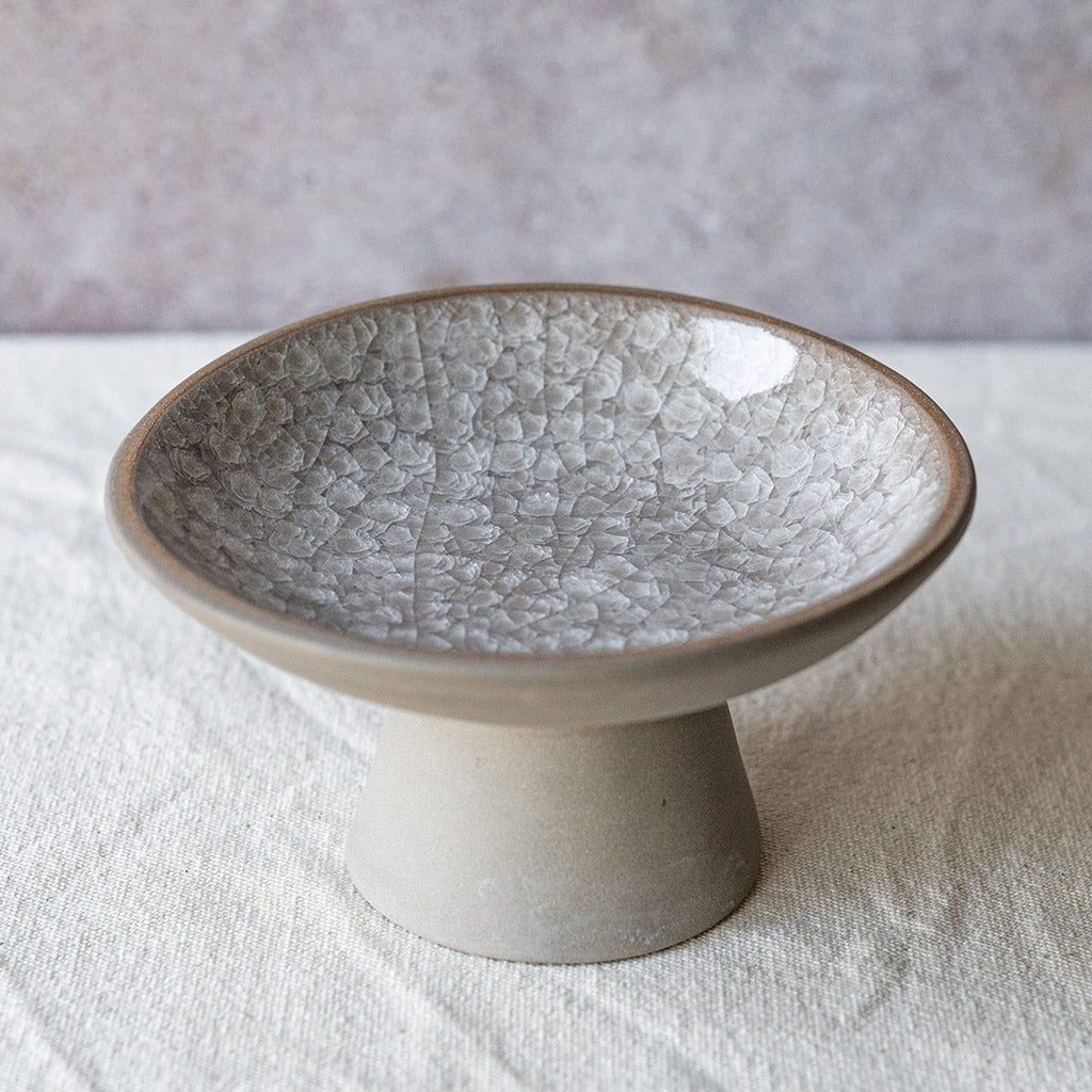 Snowflake Gray Pedestal Bowl