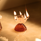 Amber Short Glass Diya & Bell Gift Box – Set of 2