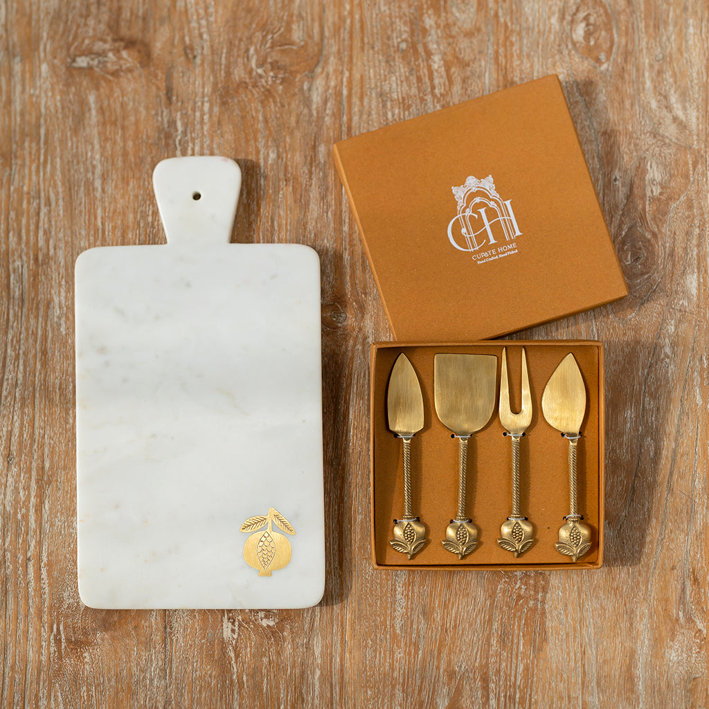 Pomegranate Marble Cheese Board and Knives Set