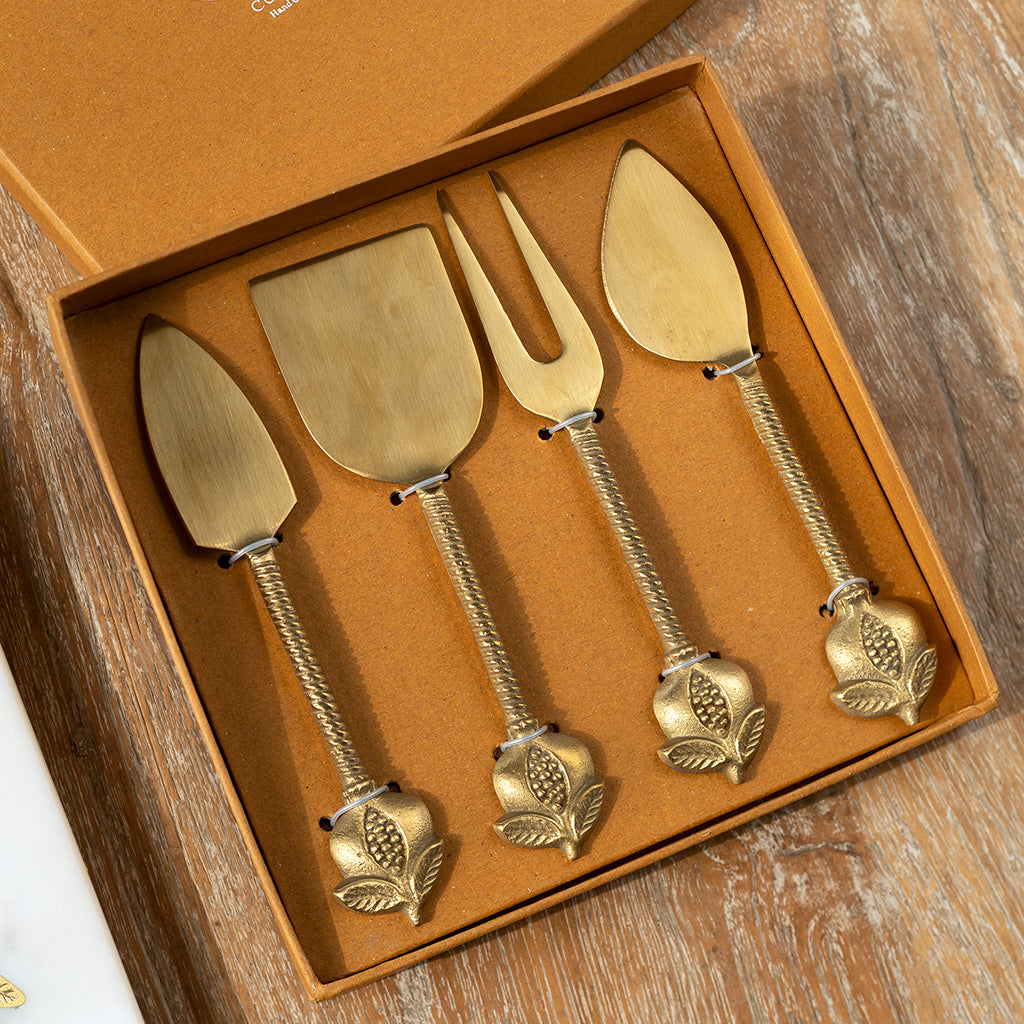 Pomegranate Marble Cheese Board and Knives Set