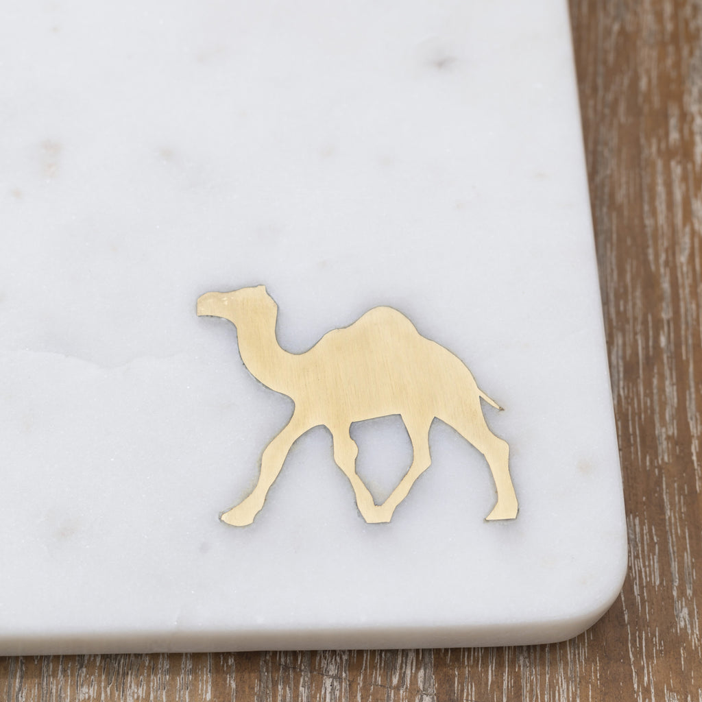 Camel Marble Cheese Board and Knives Set