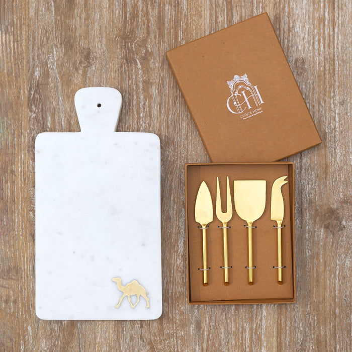 camel marble cheeseboard set
