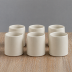 Set of six beige ceramic cups/glasses