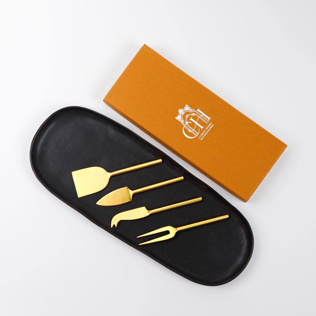 Charcoal Platter & Cheese Knife Set