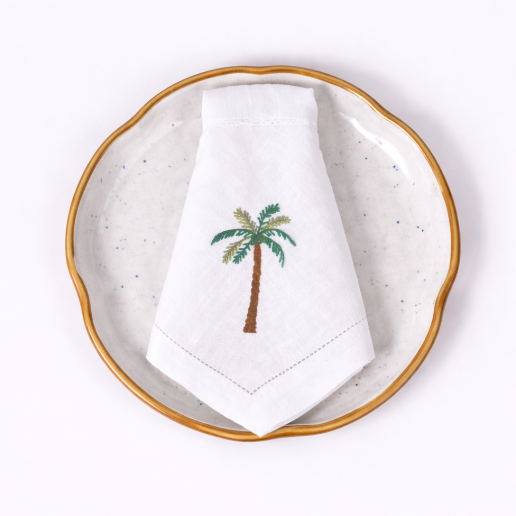 Sky Dinner Set - Dinner Plates with Palm Linen Napkins