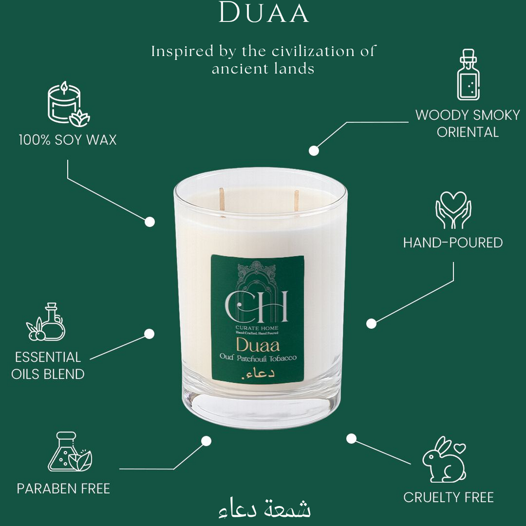 Dua Candle Curate Home Soy Wax - Oud Patchouli Candle