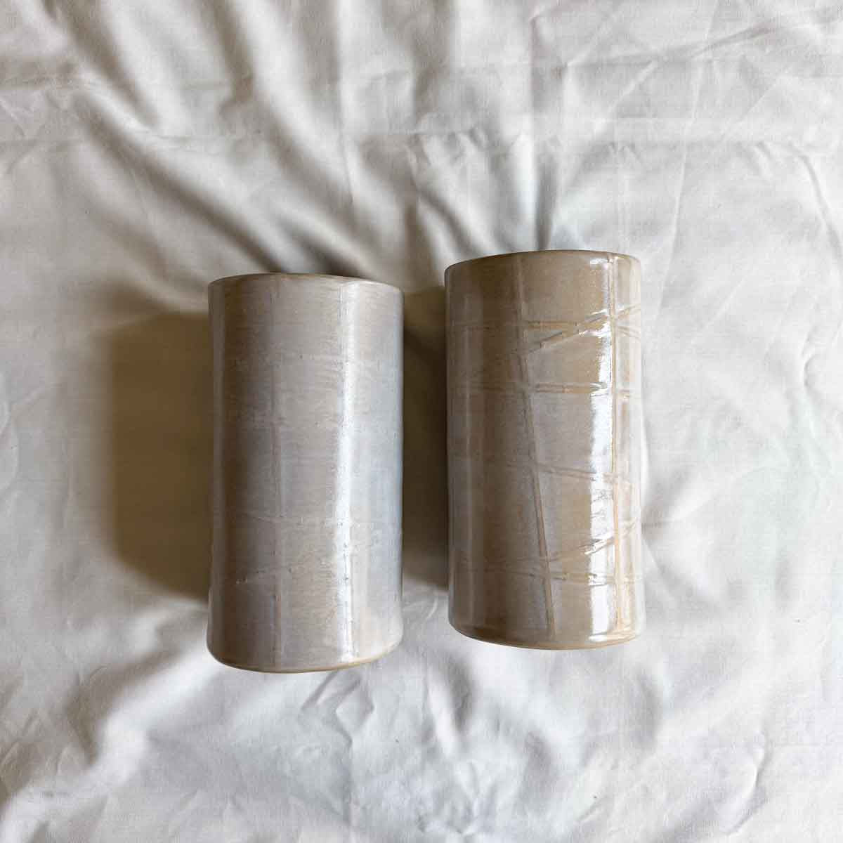 Gray Reverie Ceramic Vase & Utensil Holder with Blue Glaze