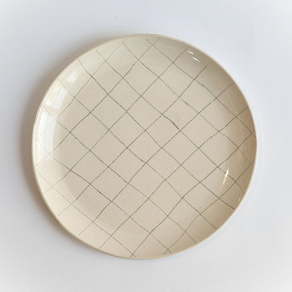 Green Check Cake Plates – Handcrafted Dessert Plates Ceramic