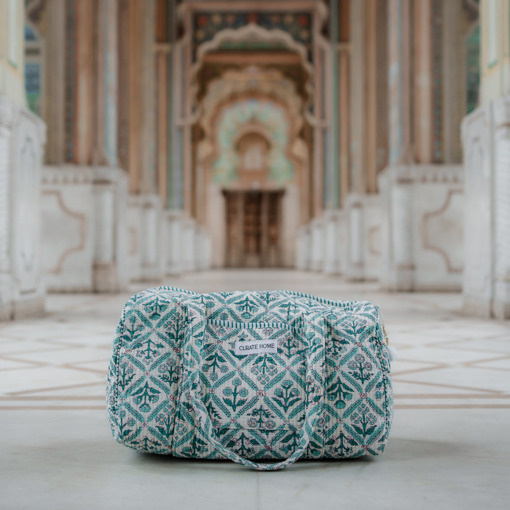 Block Printed Duffle Bag