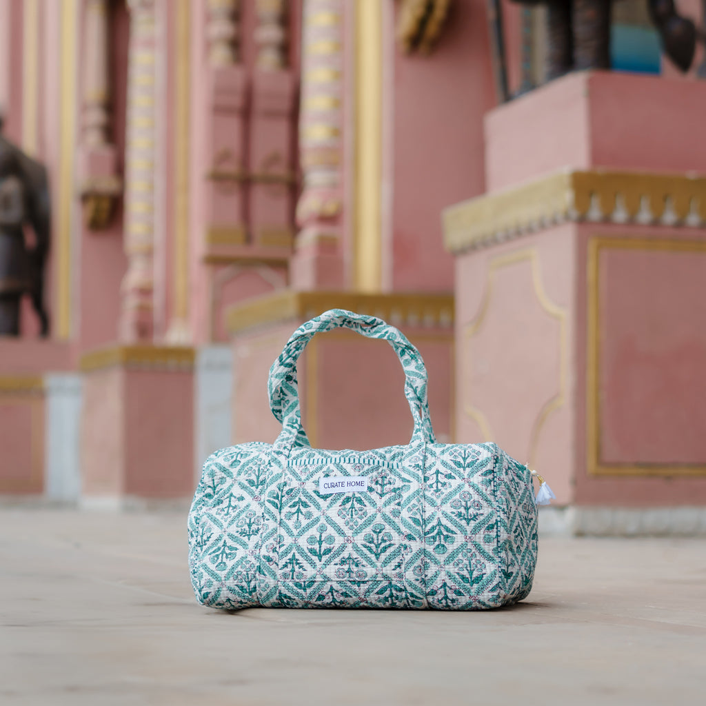 Block Printed Duffle Bag