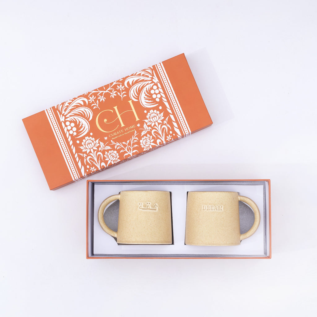 Helm/Dream and Siqa/Trust Large Ceramic Coffee Mugs - Set of 2